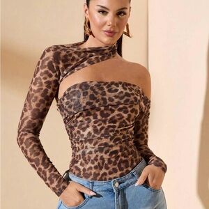 Leopard Print One-Shoulder Bodysuit